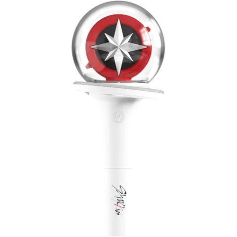 Lightstick Stray Kids blanc avec une boussole rouge et argent